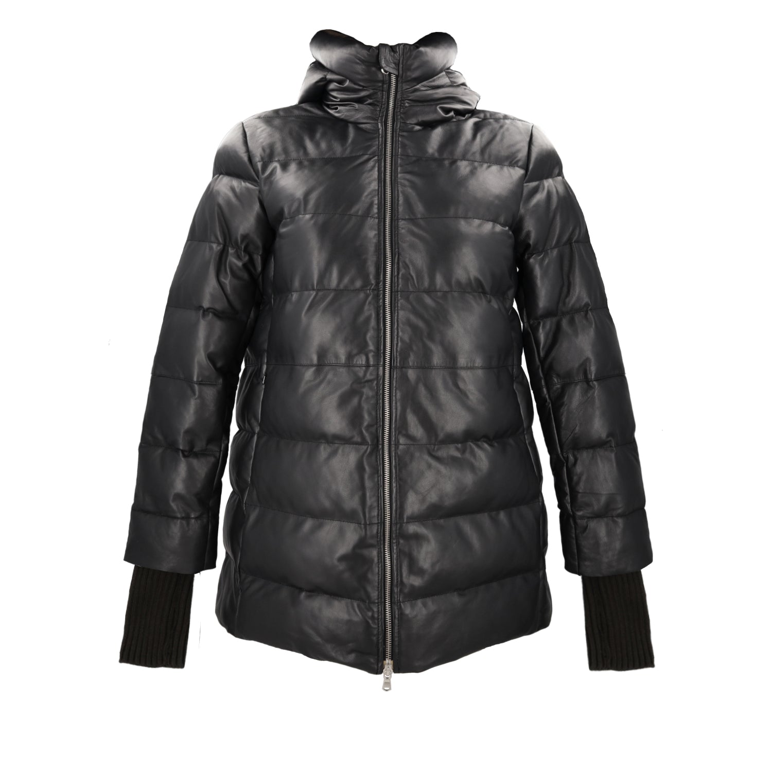 black long leather jacket