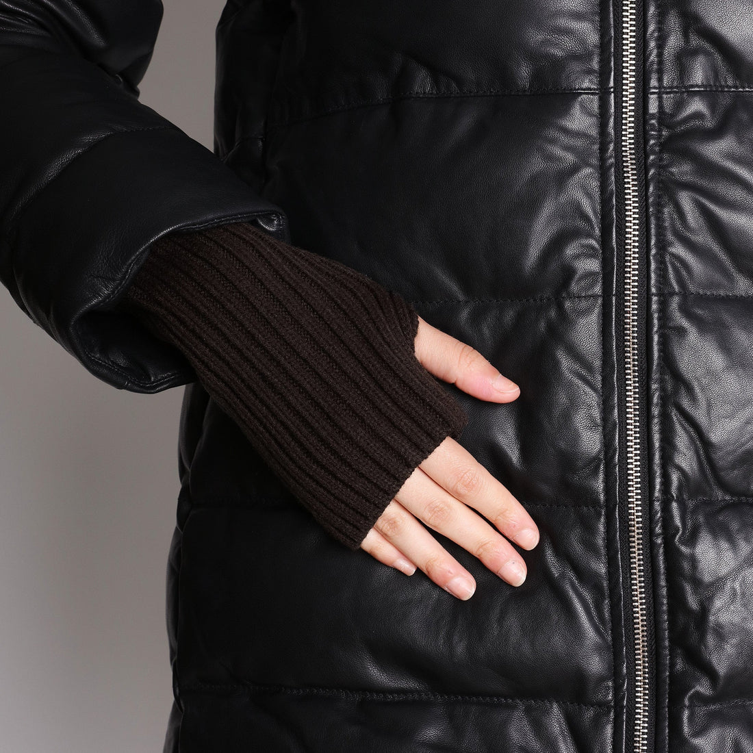 black long leather jacket