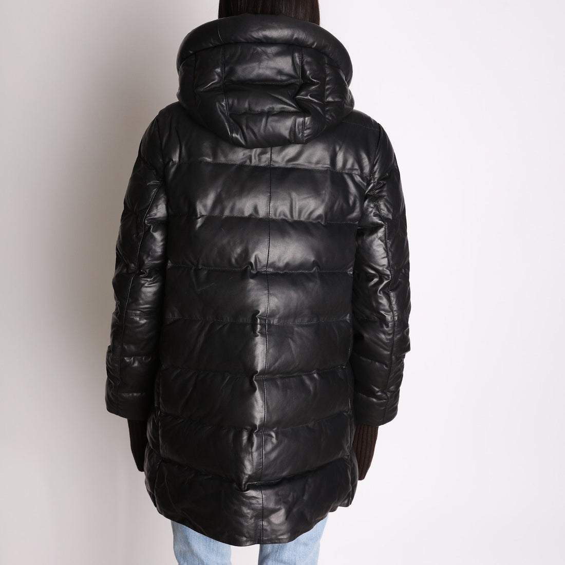 black long leather jacket