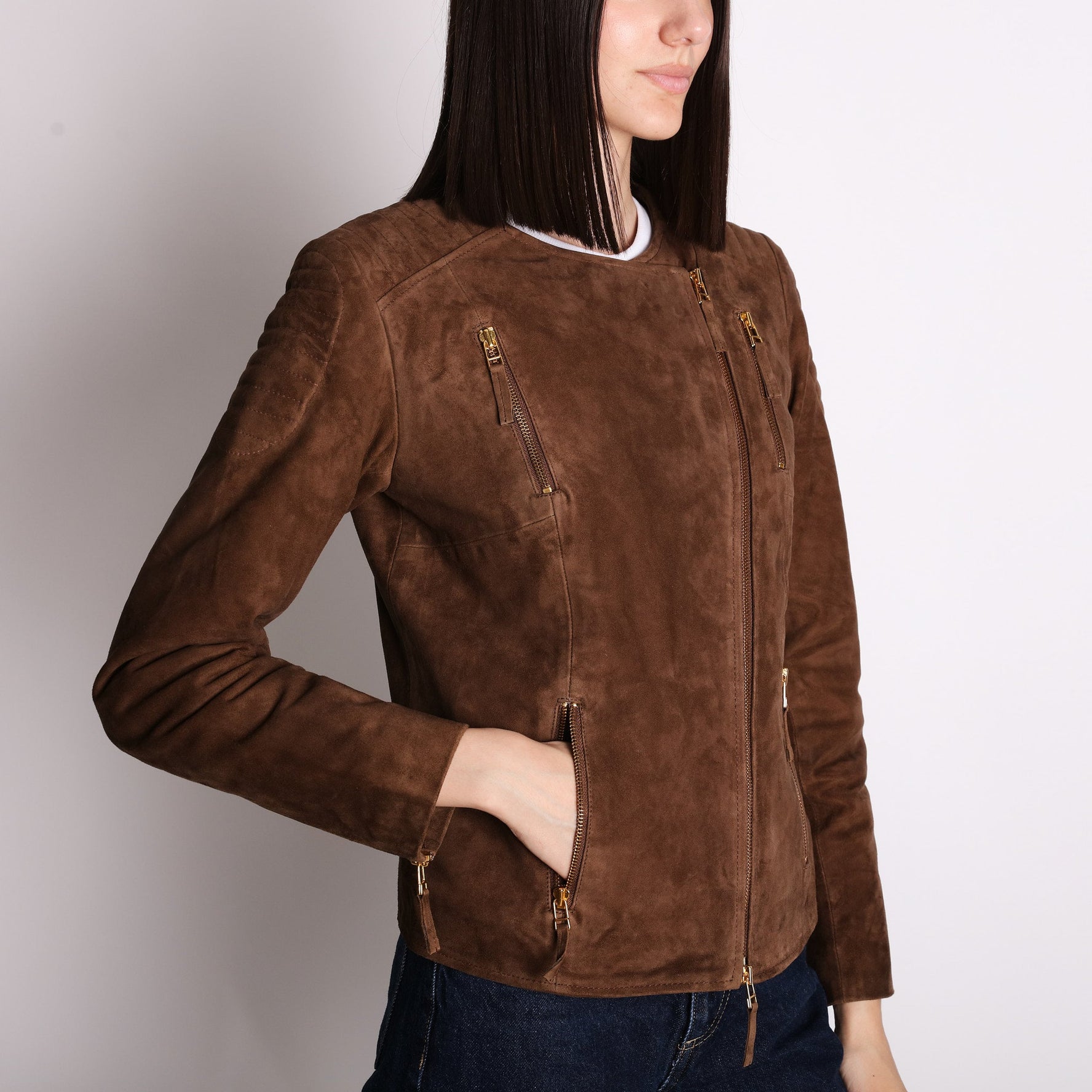 dark brown suede jacket