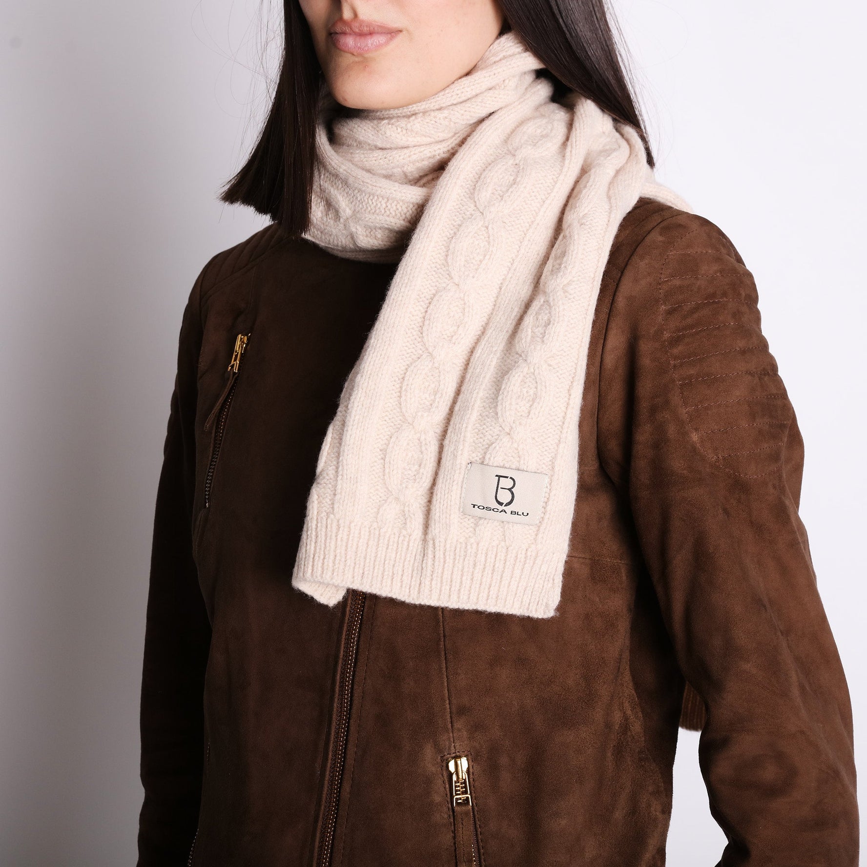 Sciarpa in lana colore naturale