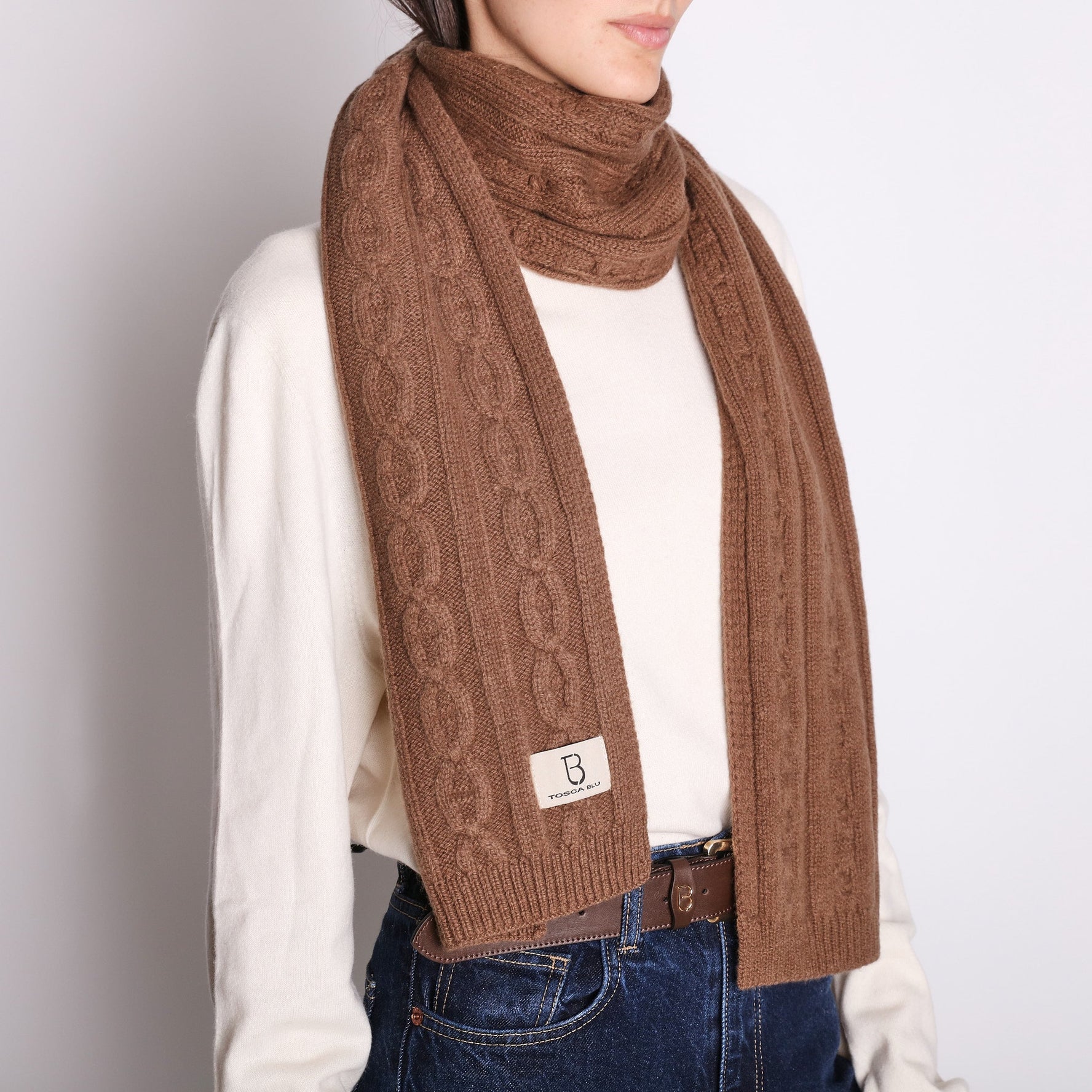 Sciarpa in lana colore marrone