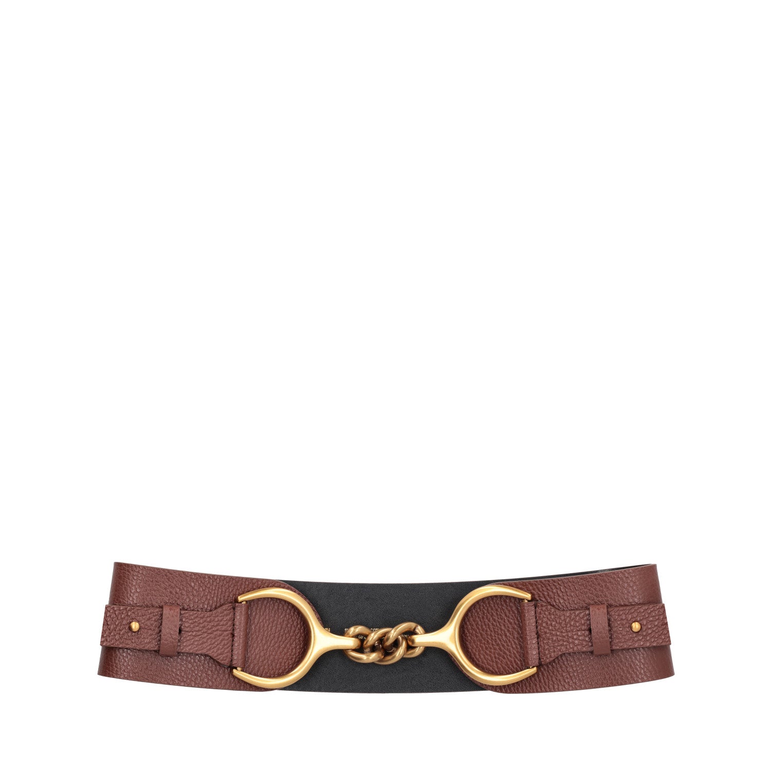 Cintura in pelle con accessorio colore marrone