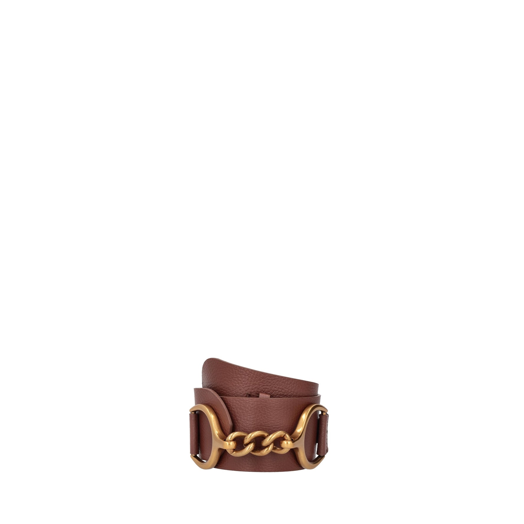 Cintura in pelle con accessorio colore marrone
