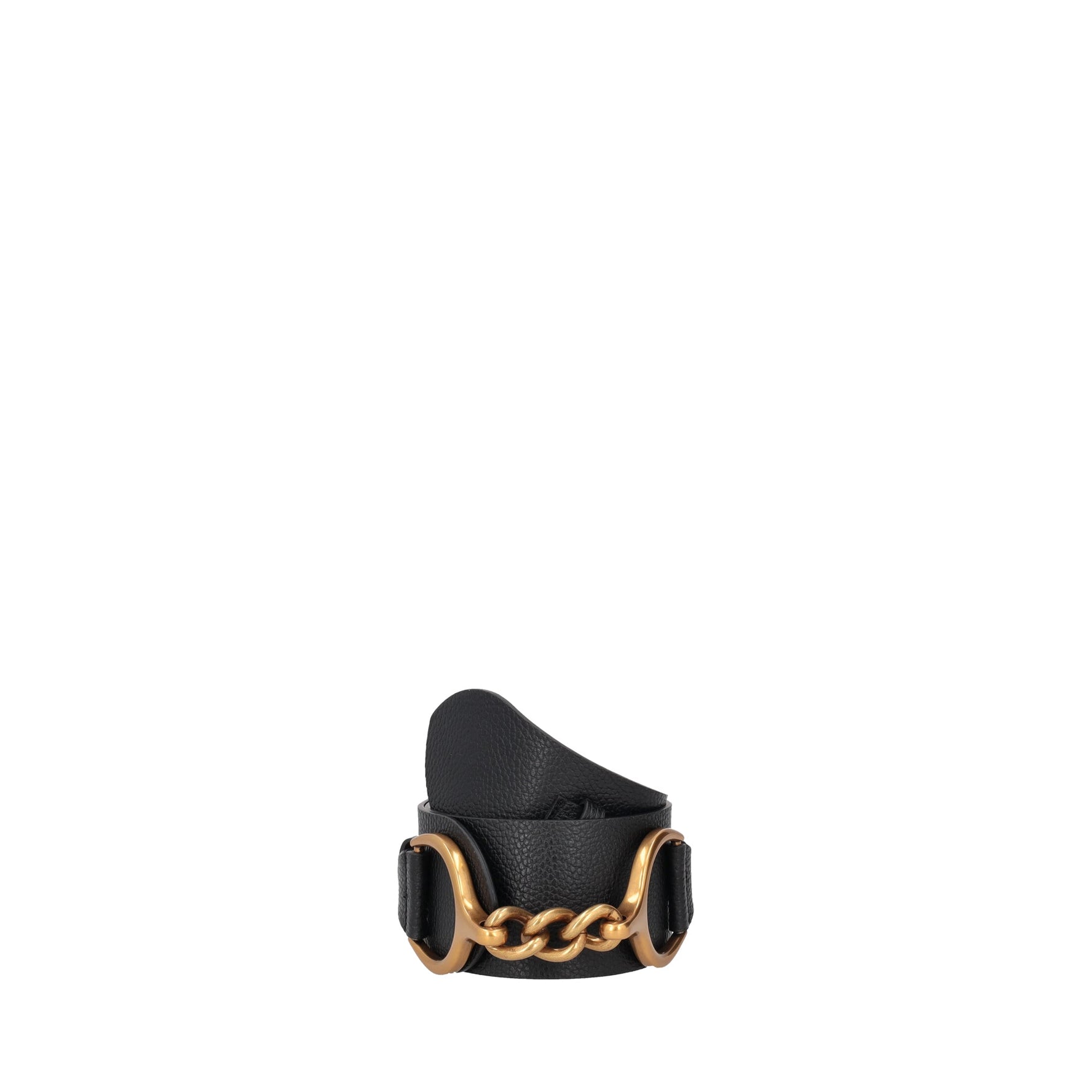 Cintura in pelle con accessorio colore nero