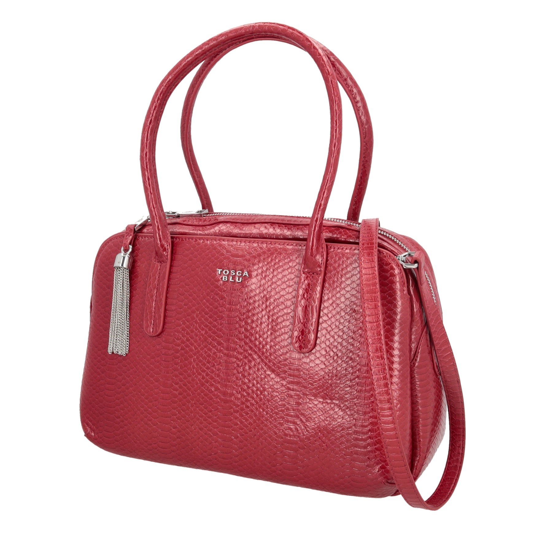 Bauletto Lotus con dobbio manico e zip colore rosso scuro