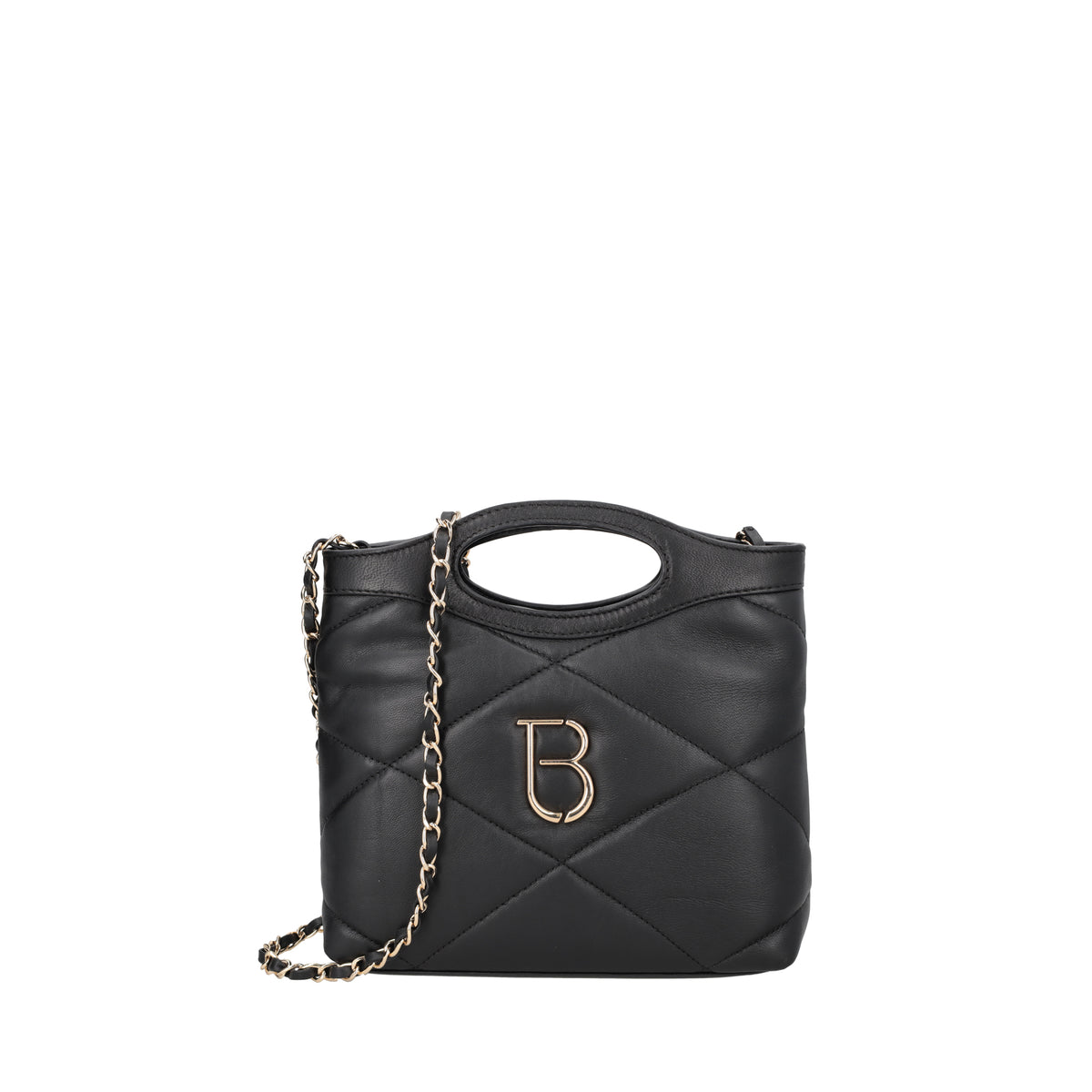 BLACK Emily leather handbag with chain
