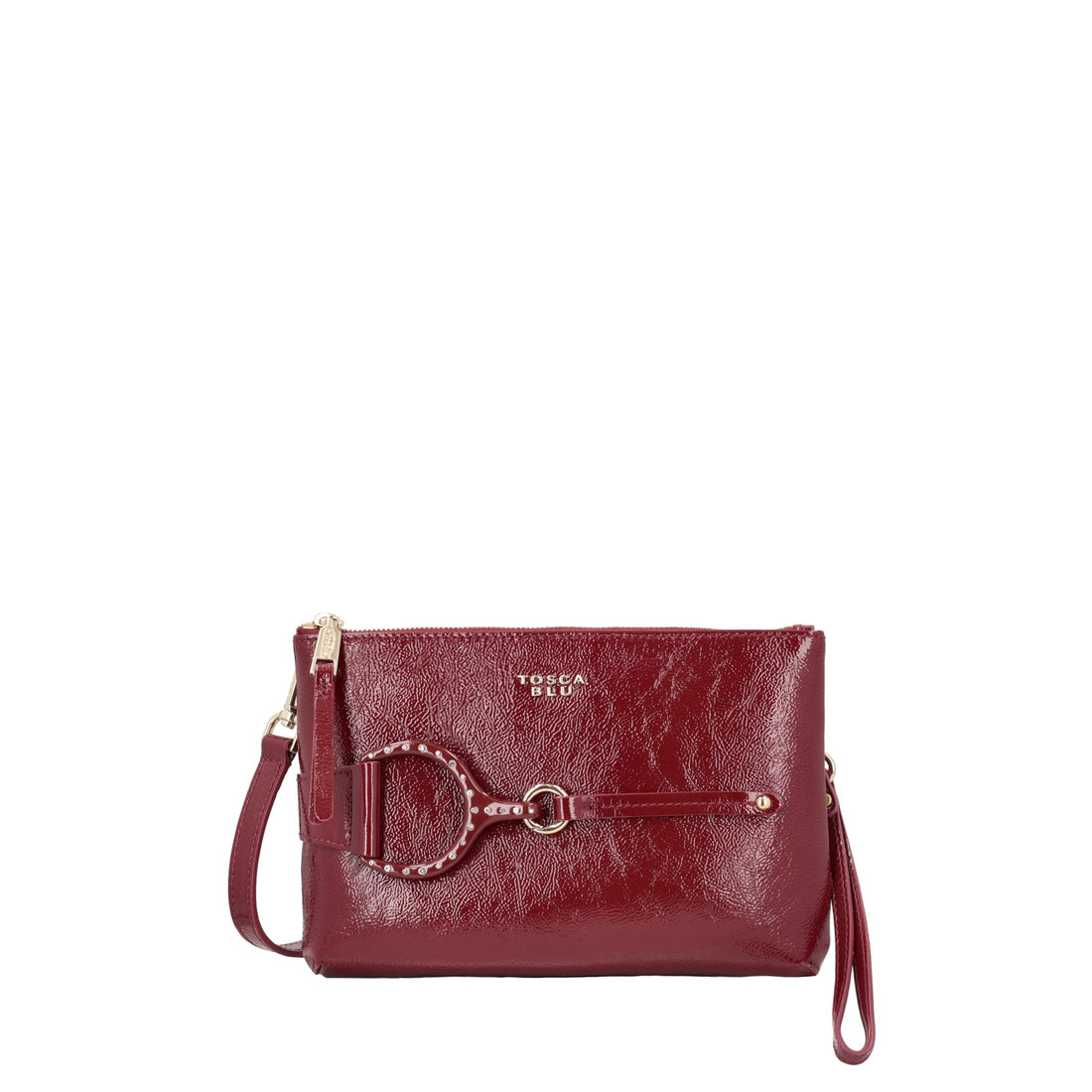 DARK RED Cecilia patent leather pouch