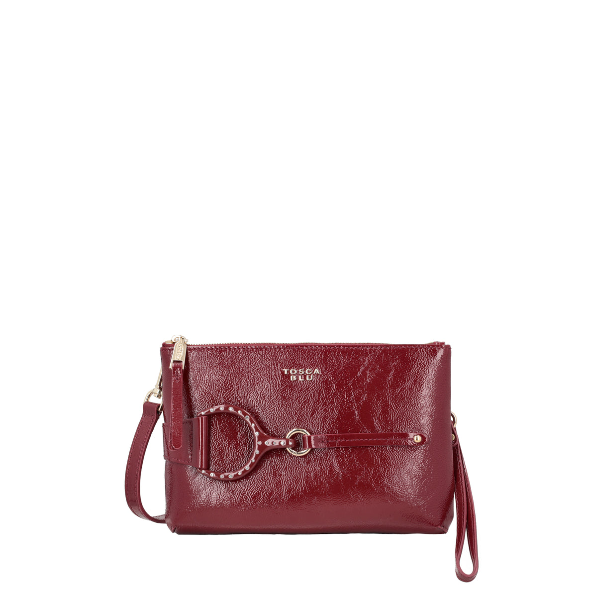 DARK RED Cecilia patent leather pouch