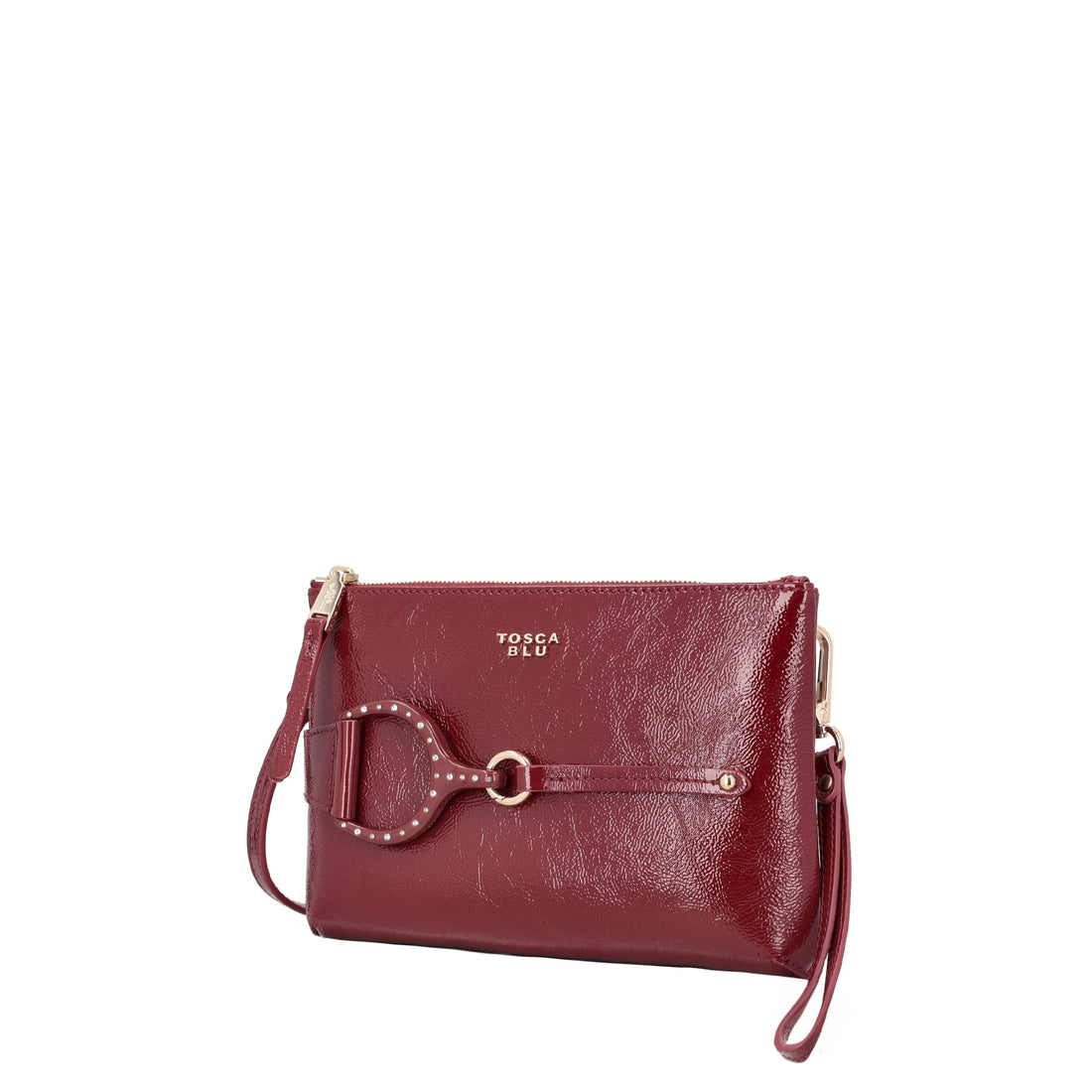 DARK RED Cecilia patent leather pouch