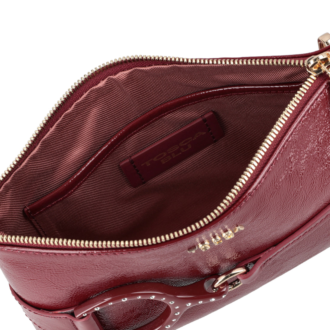 DARK RED Cecilia patent leather pouch