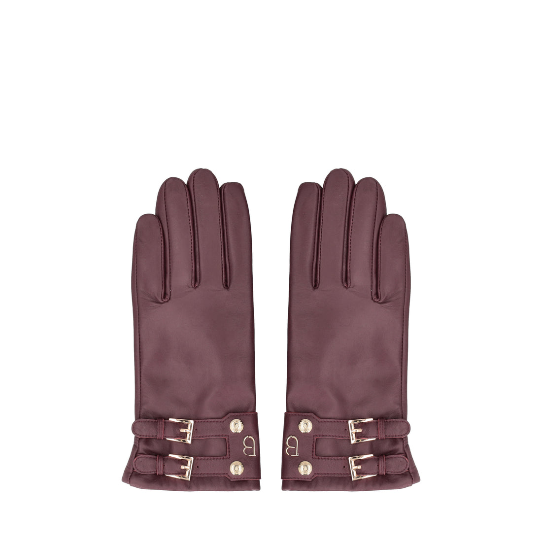 Guanto in pelle con fibbiette colore bordeaux