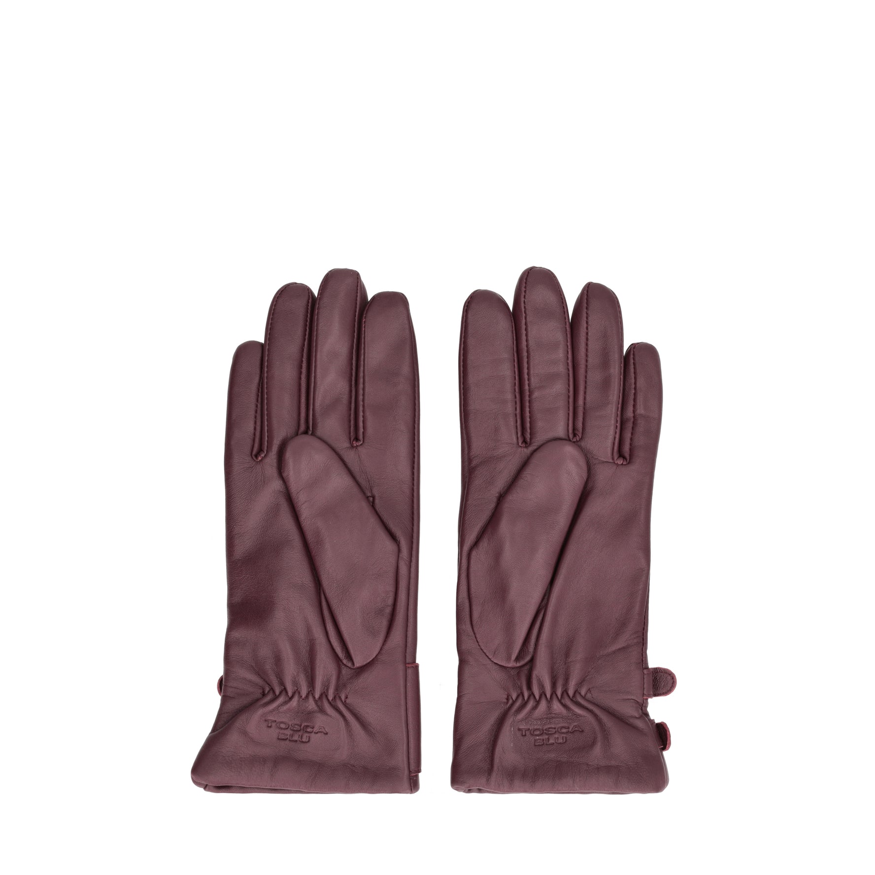 BORDEAUX Leather glove with buckle details
