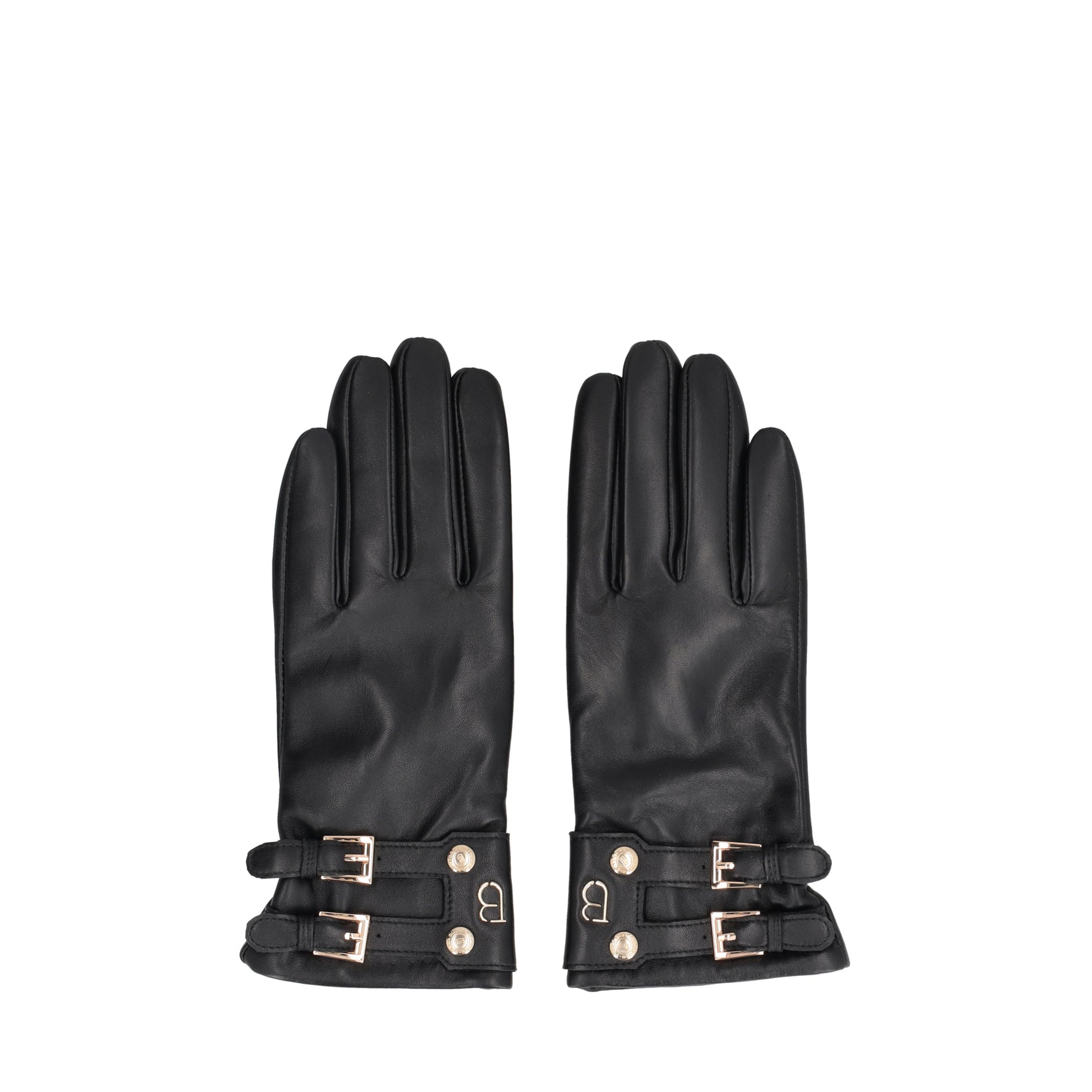 Guanto in pelle con fibbiette colore nero