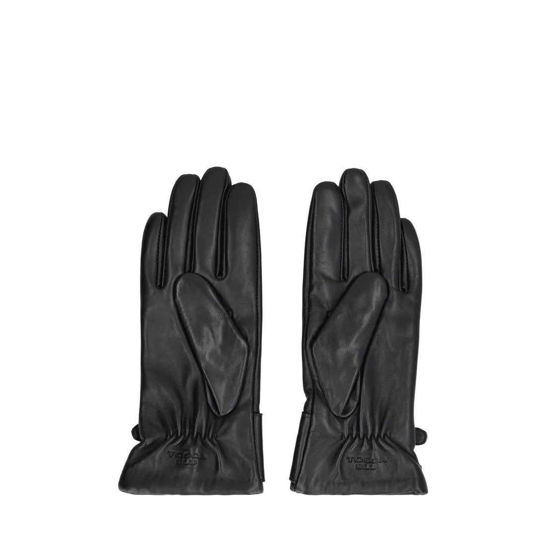 Guanto in pelle con fibbiette colore nero