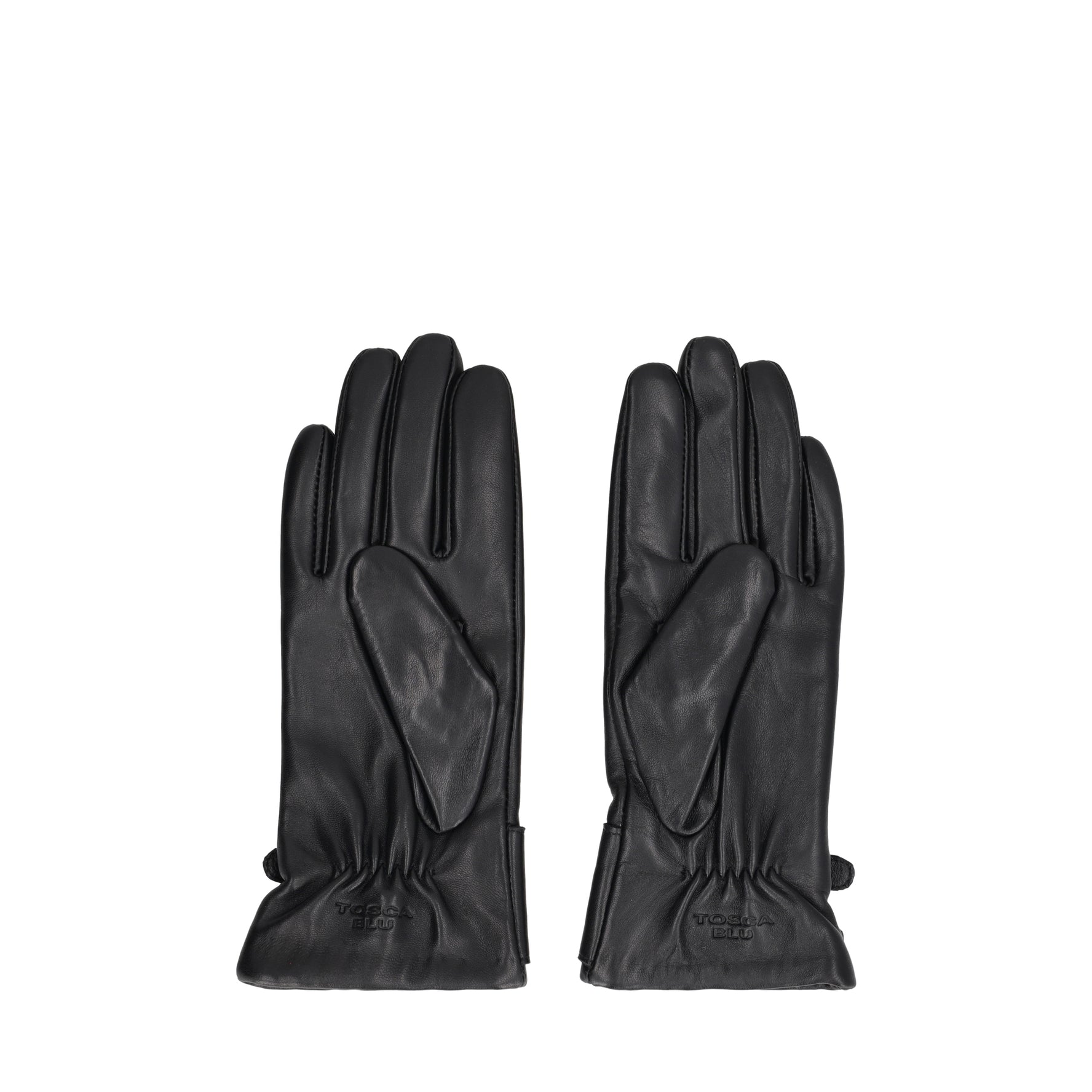 Guanto in pelle con fibbiette colore nero