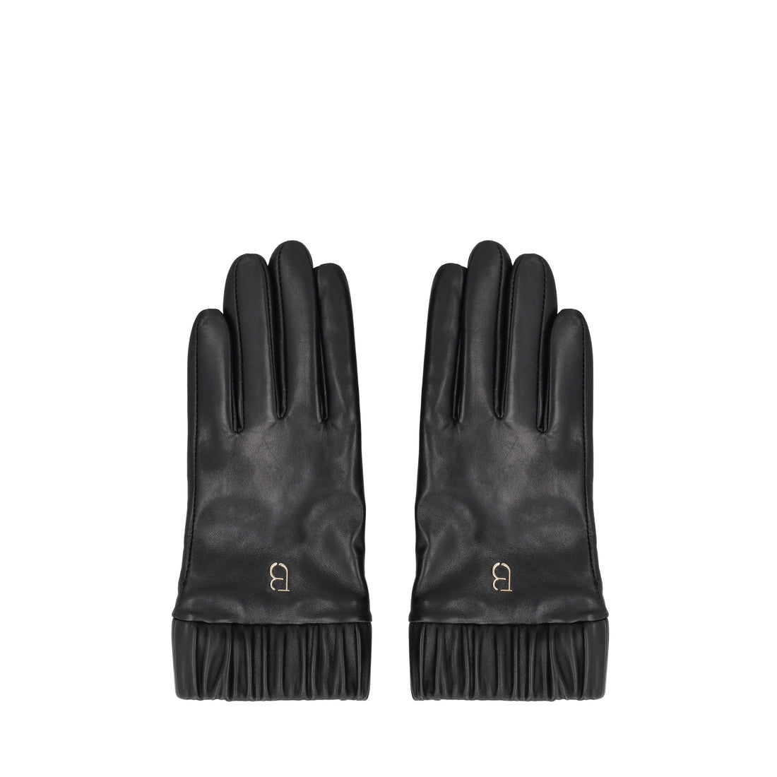 Guanto in pelle con fascia arricciata colore nero