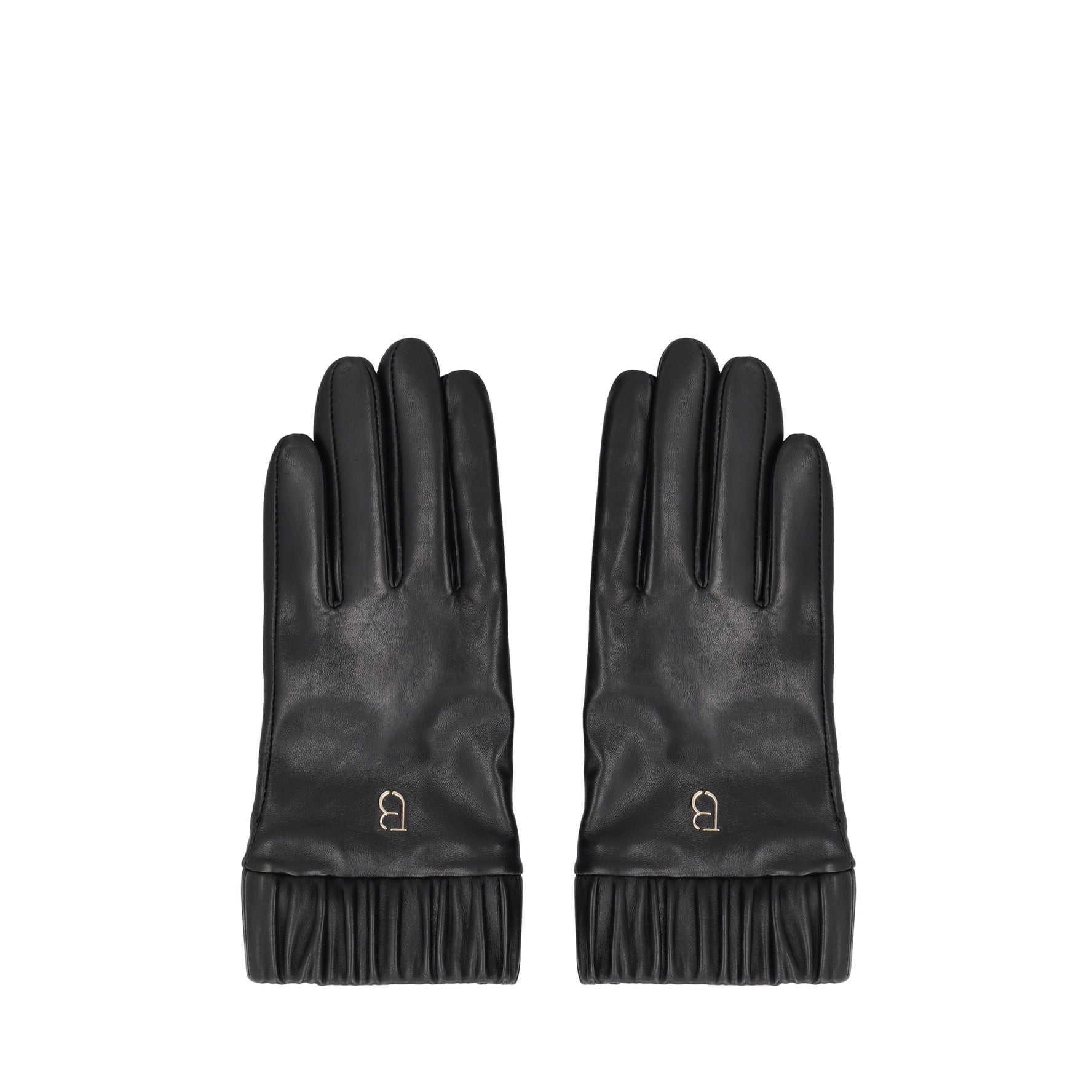 Guanto in pelle con fascia arricciata colore nero