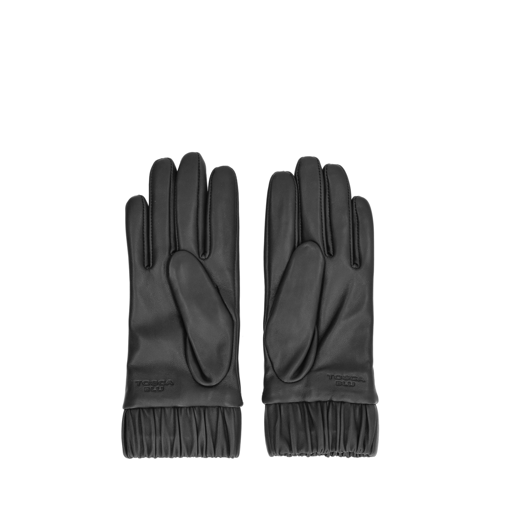 Guanto in pelle con fascia arricciata colore nero