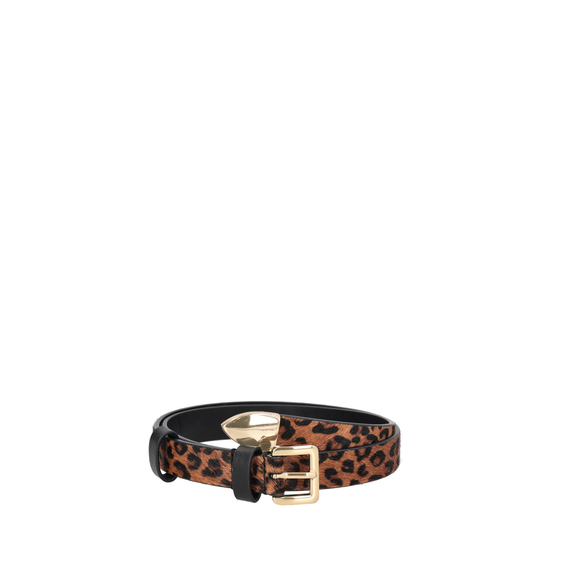 Cintura in pelle stampa animalier colore maculato