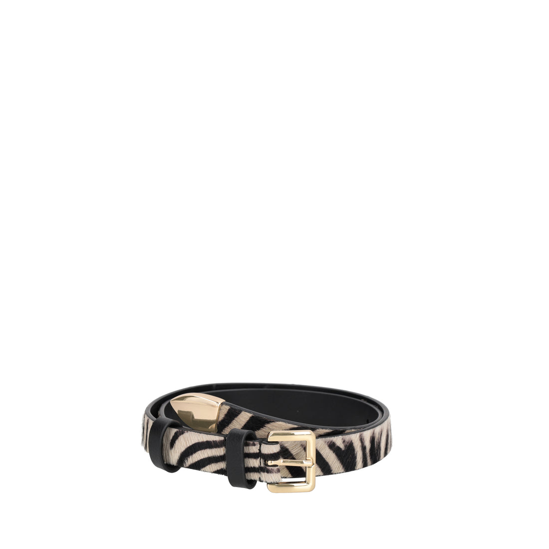 Cintura in pelle stampa animalier colore zebra