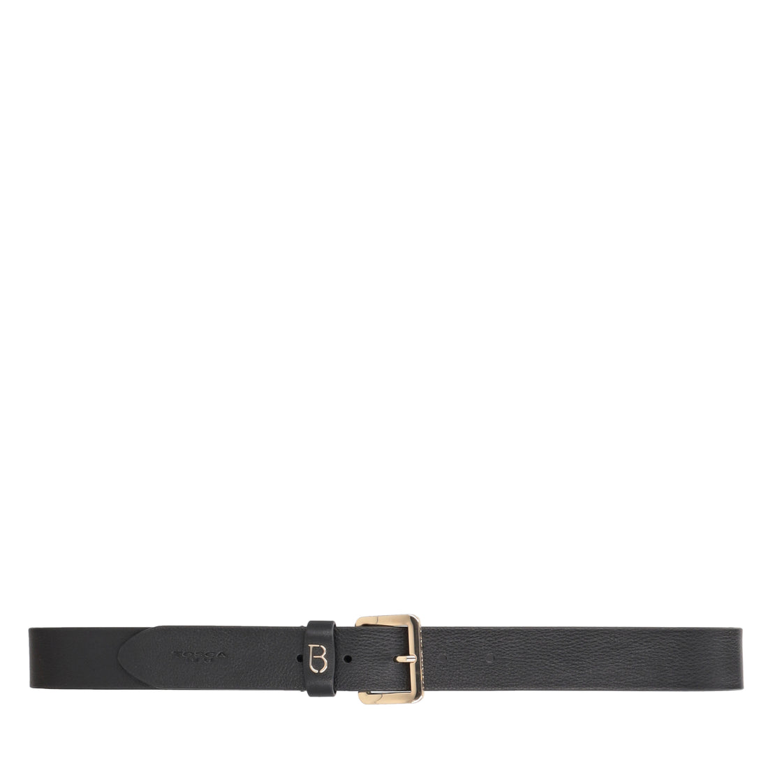 Cintura in pelle con fibbia dorata colore nero