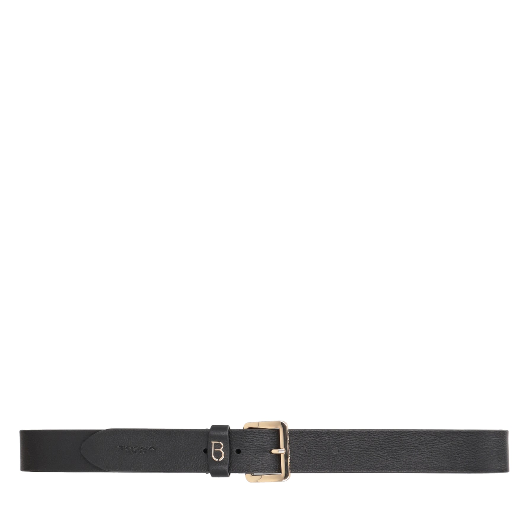 Cintura in pelle con fibbia dorata colore nero