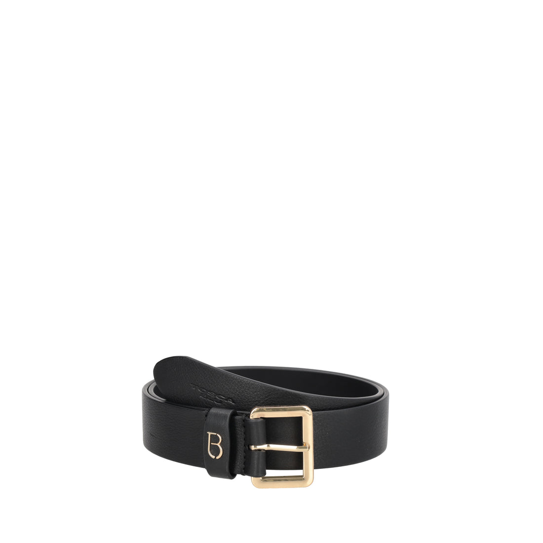 Cintura in pelle con fibbia dorata colore nero