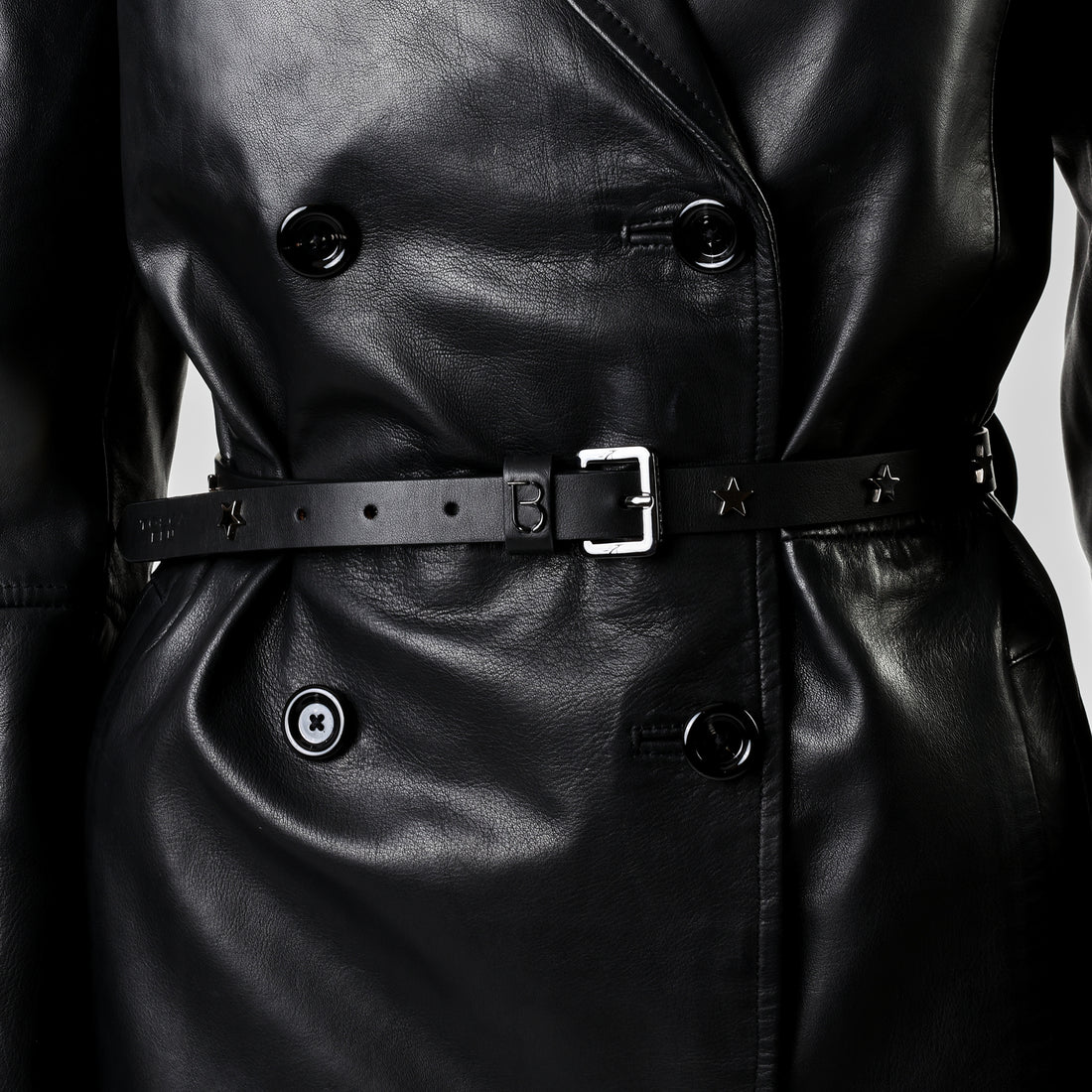 BLACK Star studded leather belt