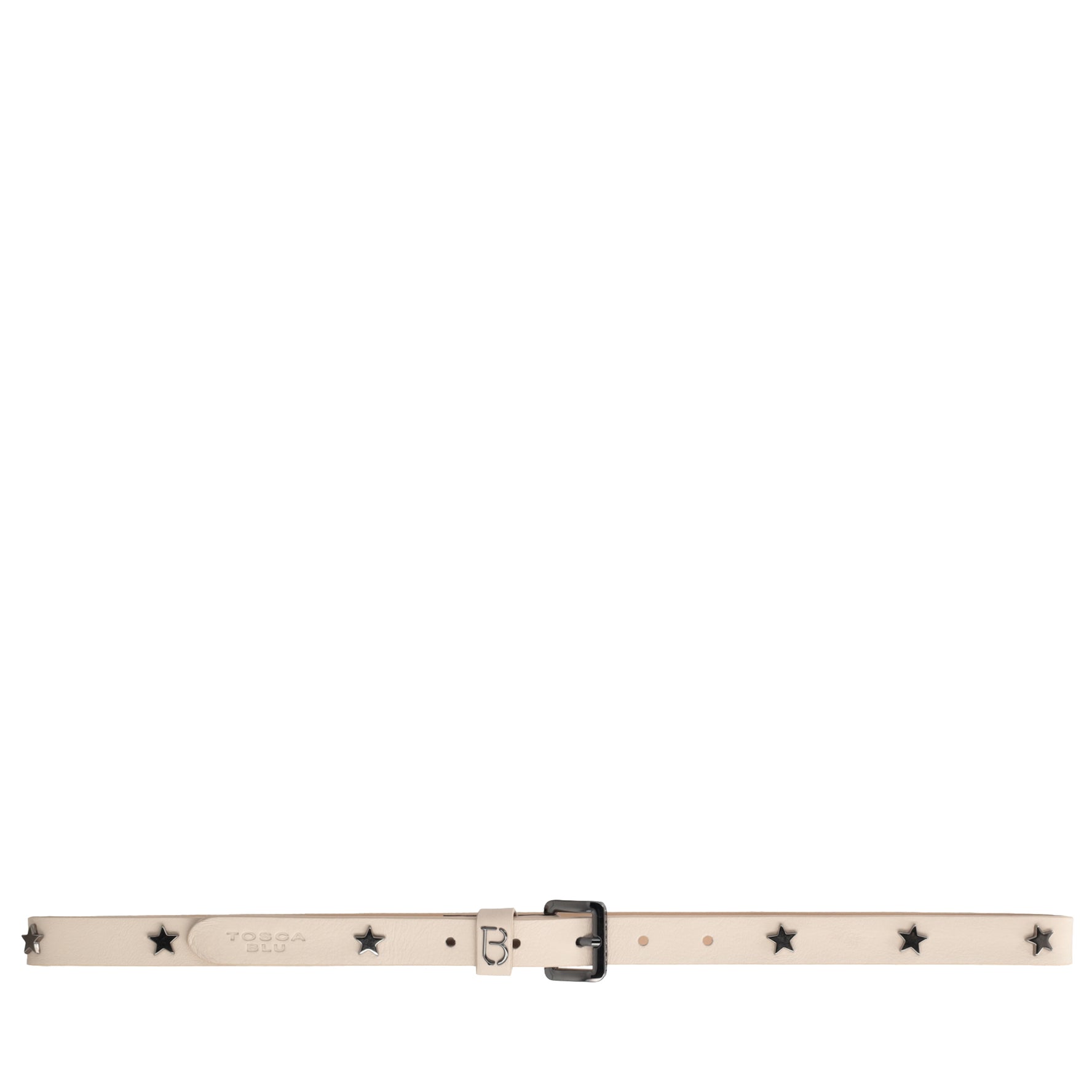 Cintura in pelle con borchie a forma di stella colore latte