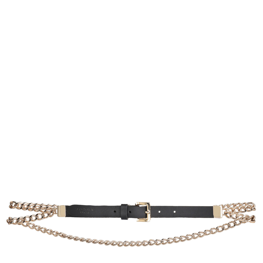 BLACK Chain leather belt