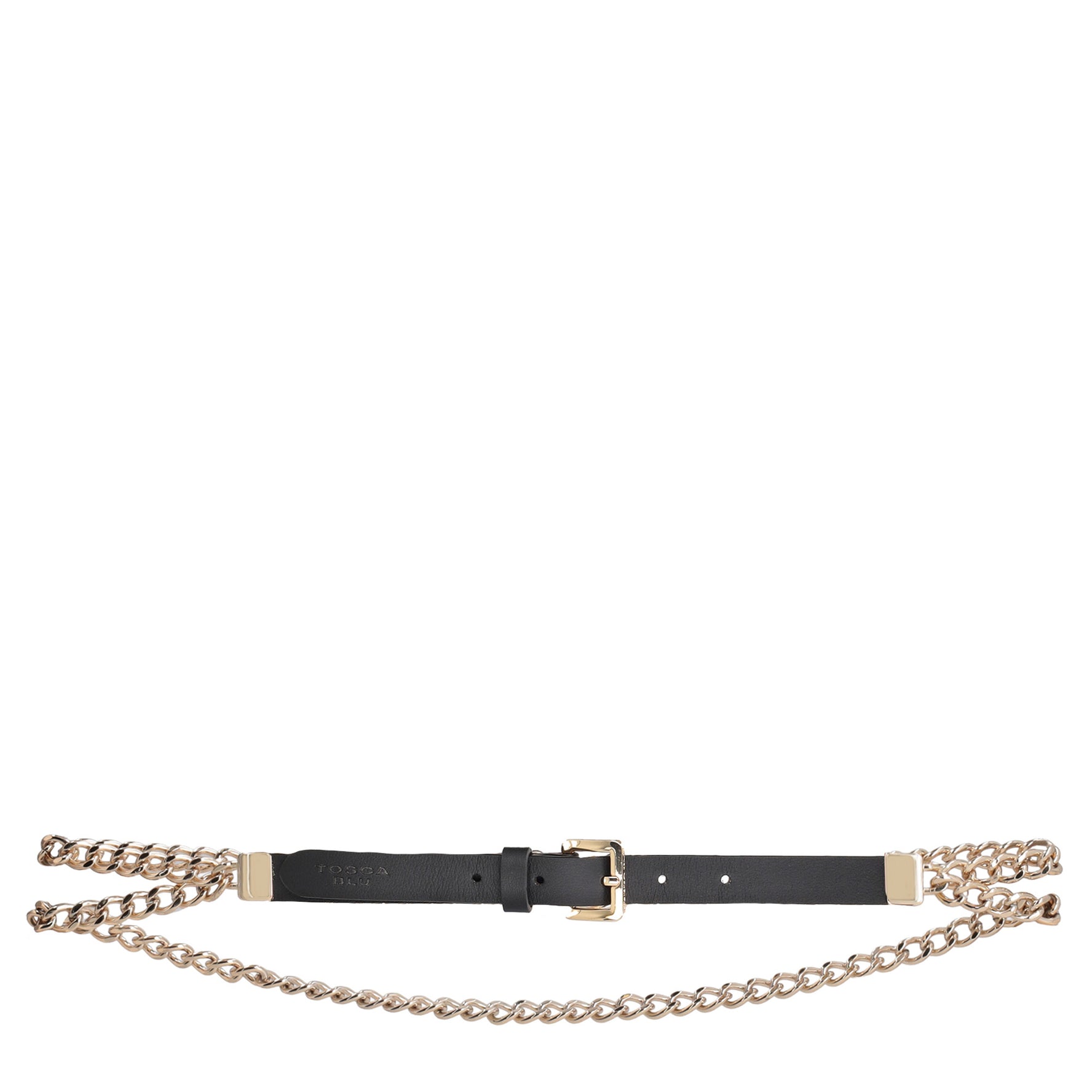 BLACK Chain leather belt