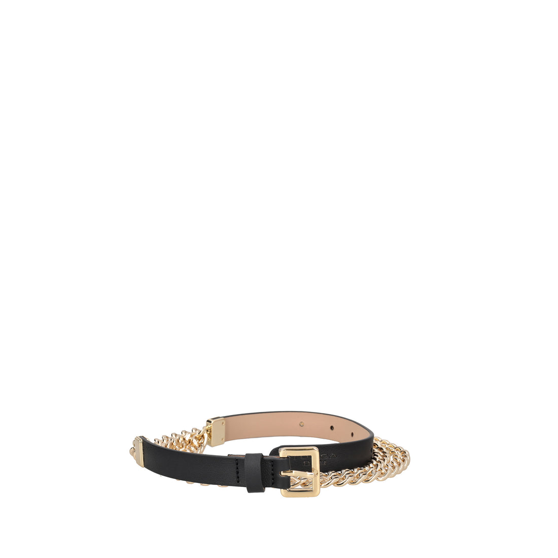 BLACK Chain leather belt