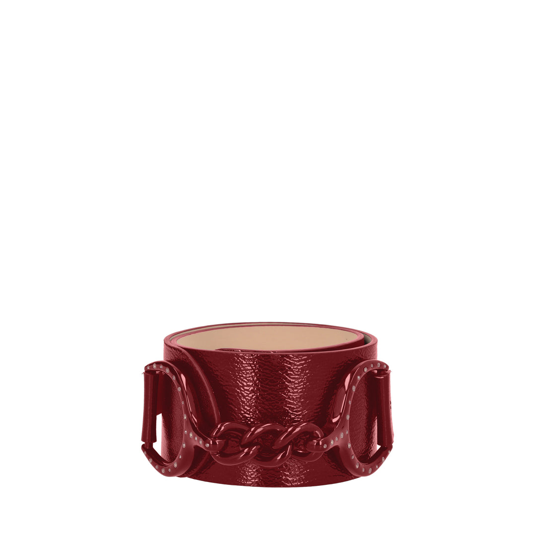 DARK RED Leather belt with stirrup buckle