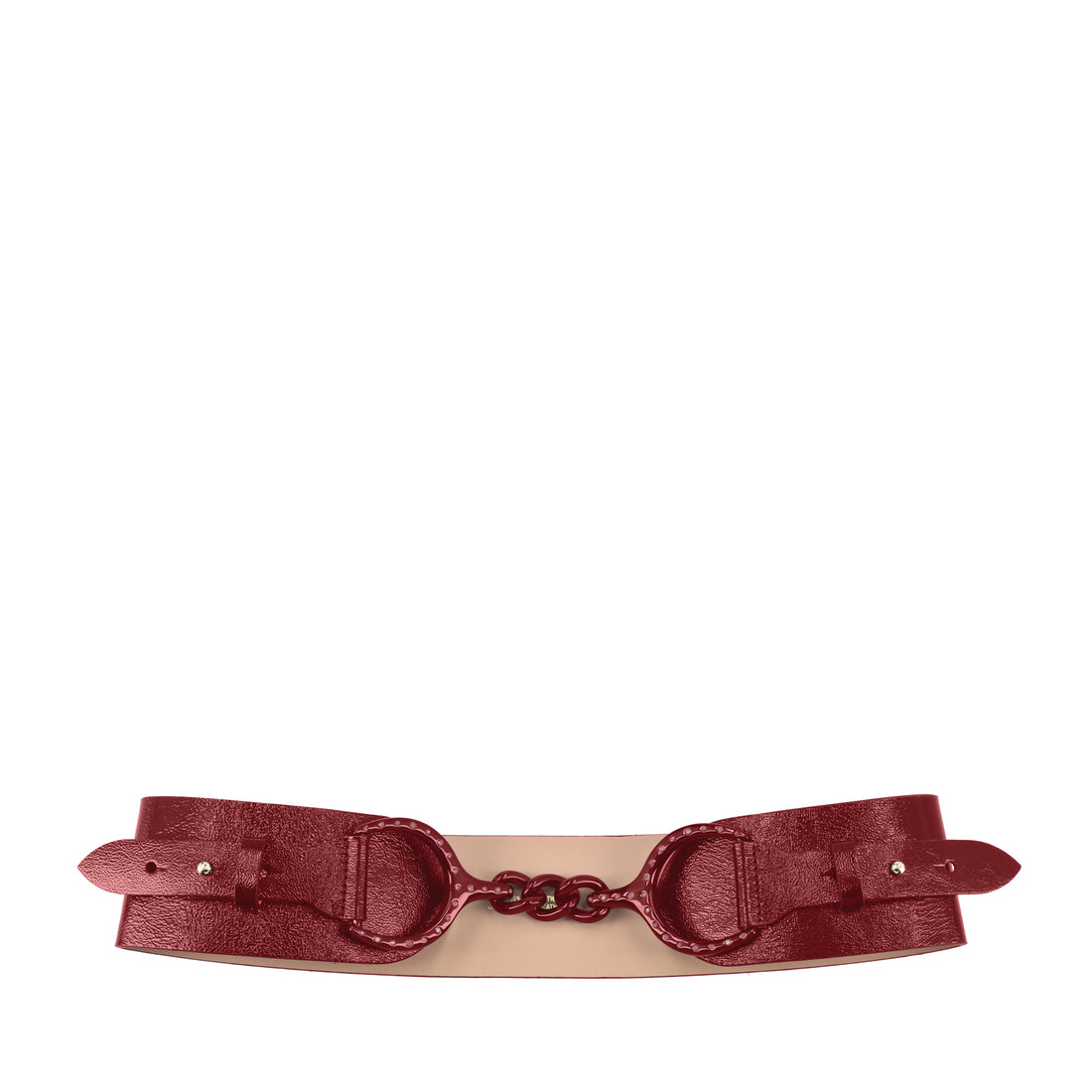 DARK RED Leather belt with stirrup buckle