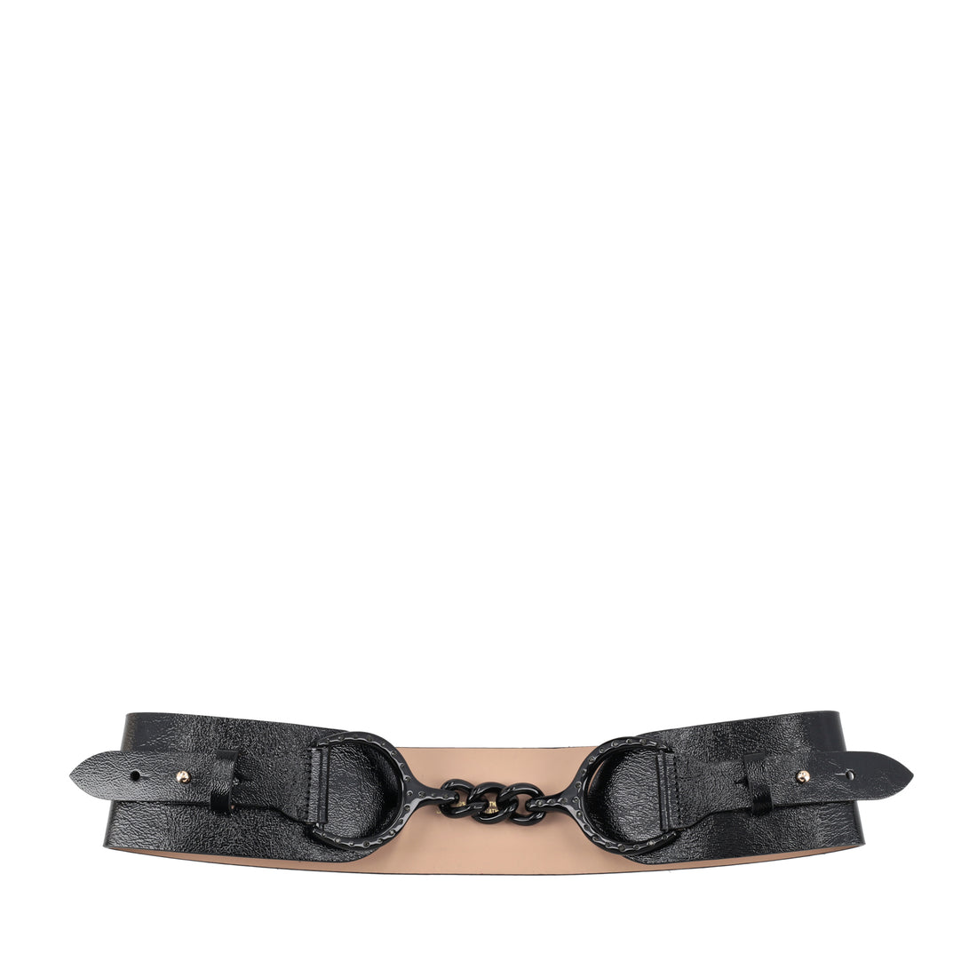Cintura in pelle con staffa colore nero