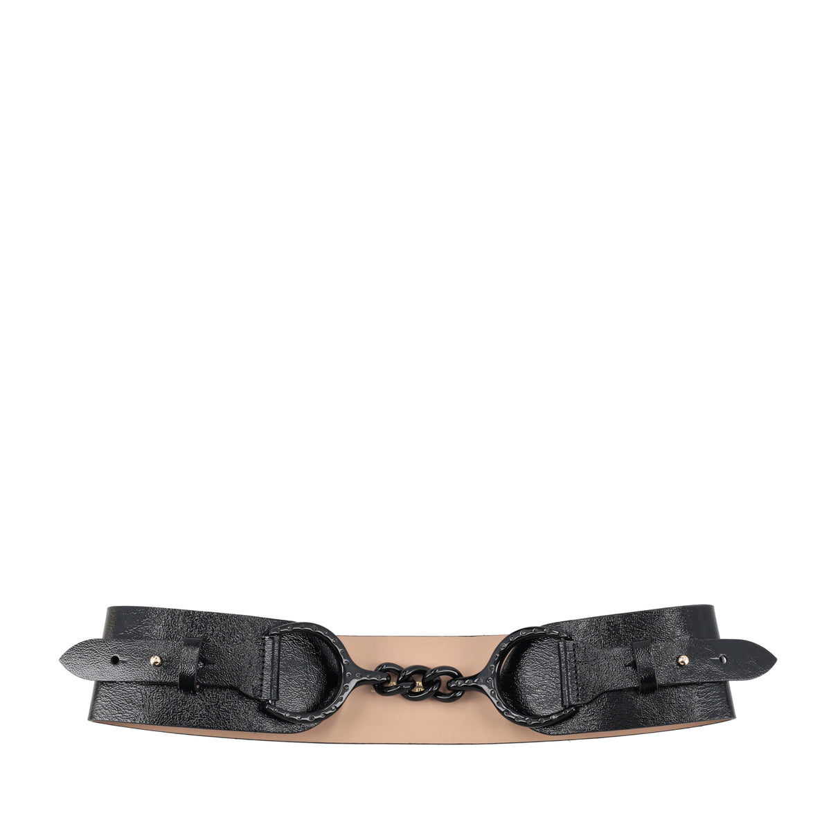BLACK Leather belt with stirrup buckle