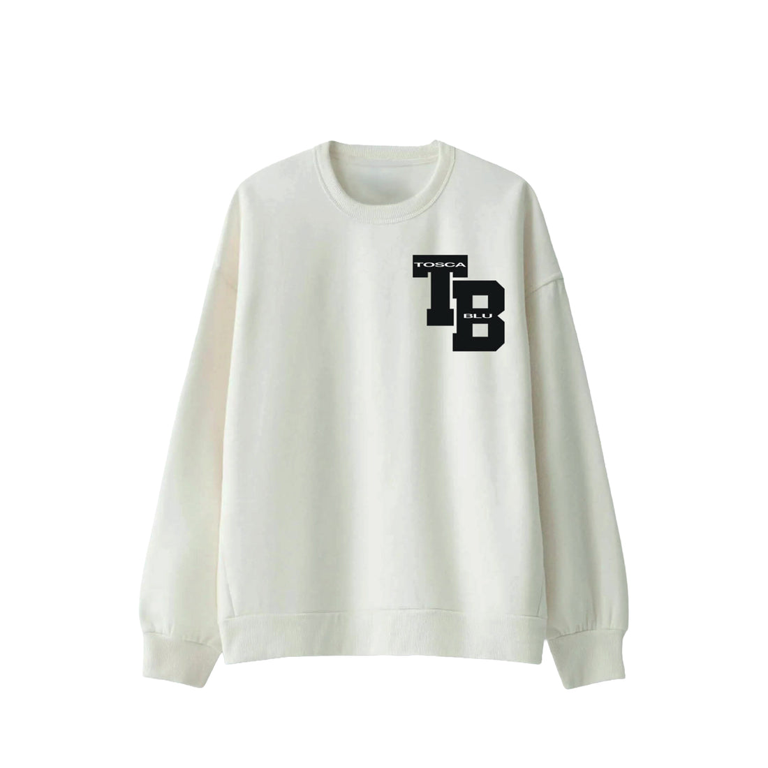 Felpa college con logo TB colore latte