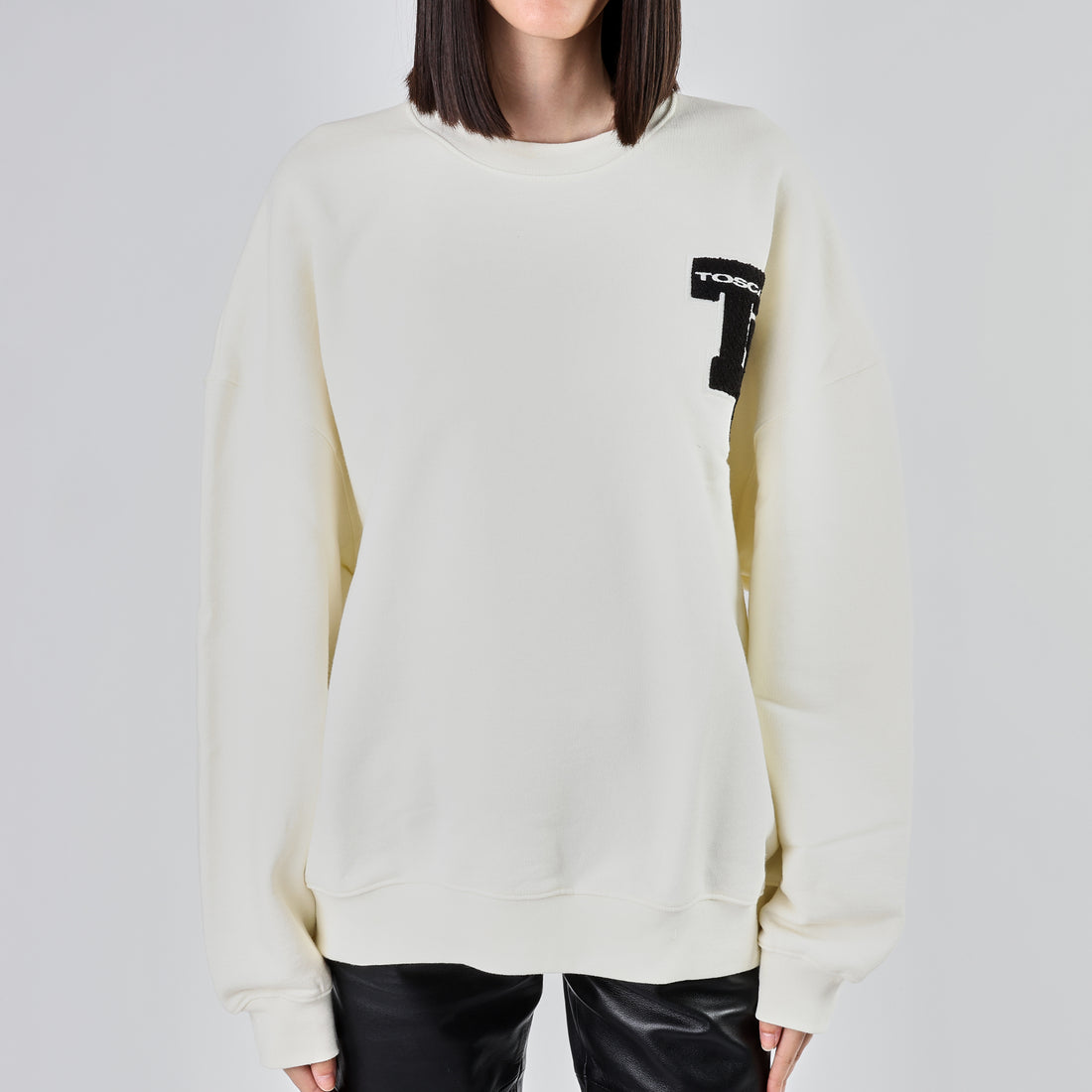 Felpa college con logo TB colore latte