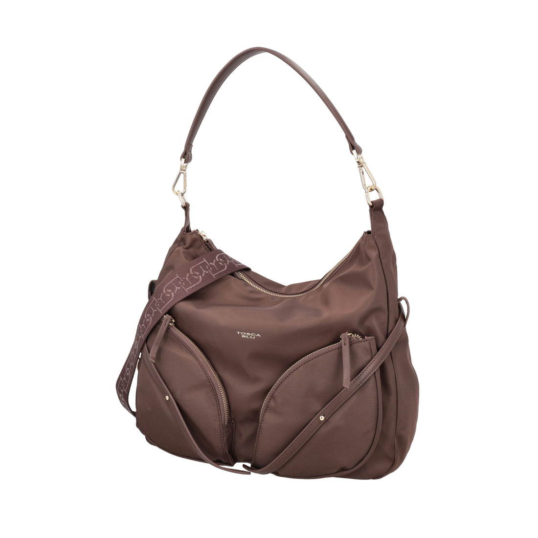 BROWN Large Central Park nylon slouchy bag