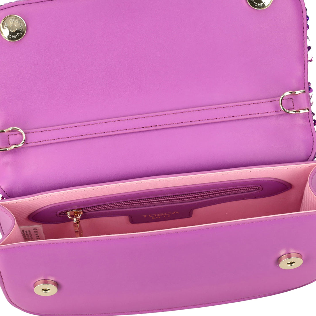 PURPLE COSMOPOLITAN SHOULDER BAG EMBROIDERED WITH PEARL