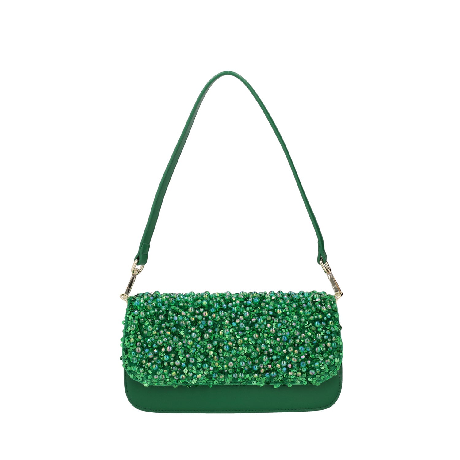 GREEN COSMOPOLITAN SHOULDER BAG EMBROIDERED WITH PEARL