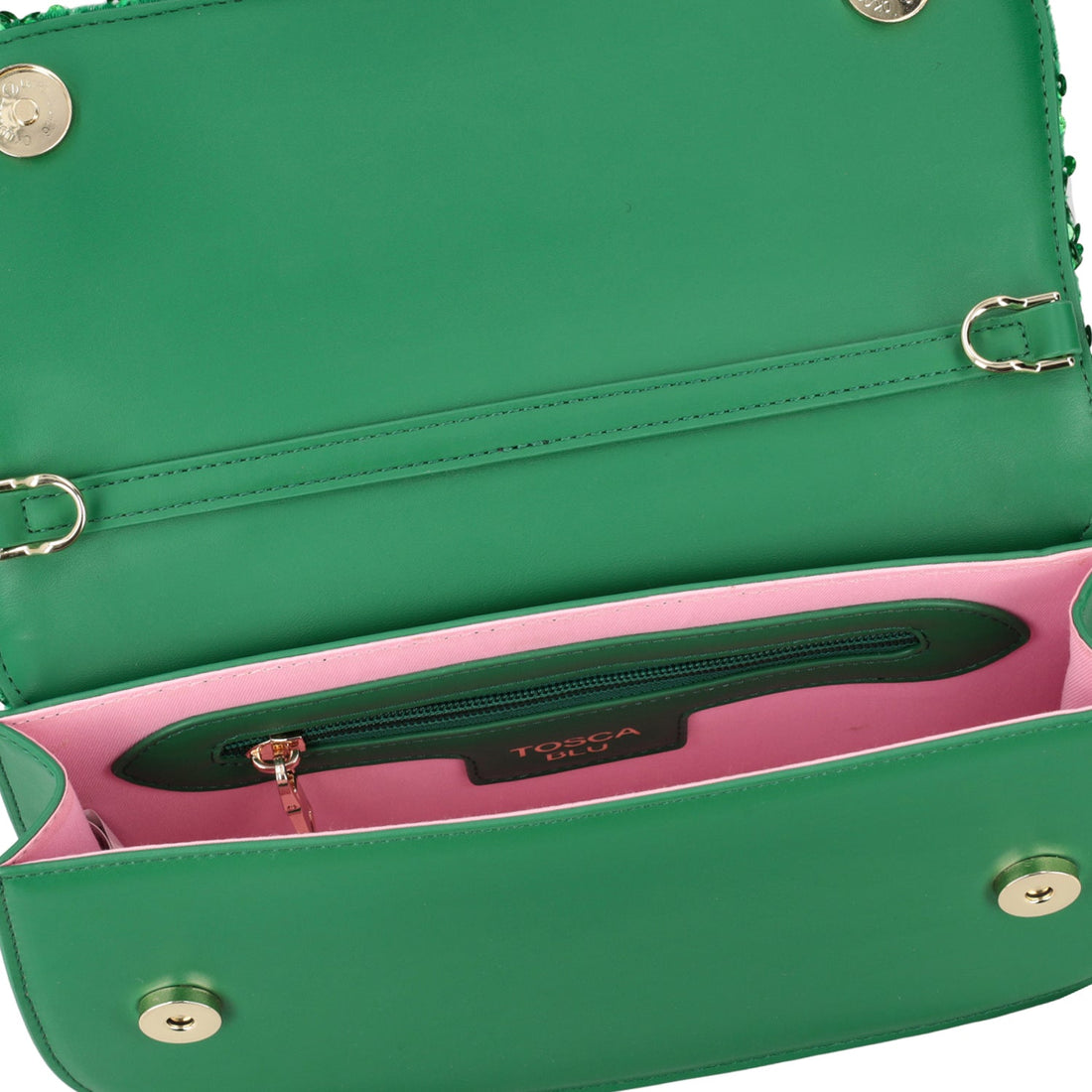 GREEN COSMOPOLITAN SHOULDER BAG EMBROIDERED WITH PEARL