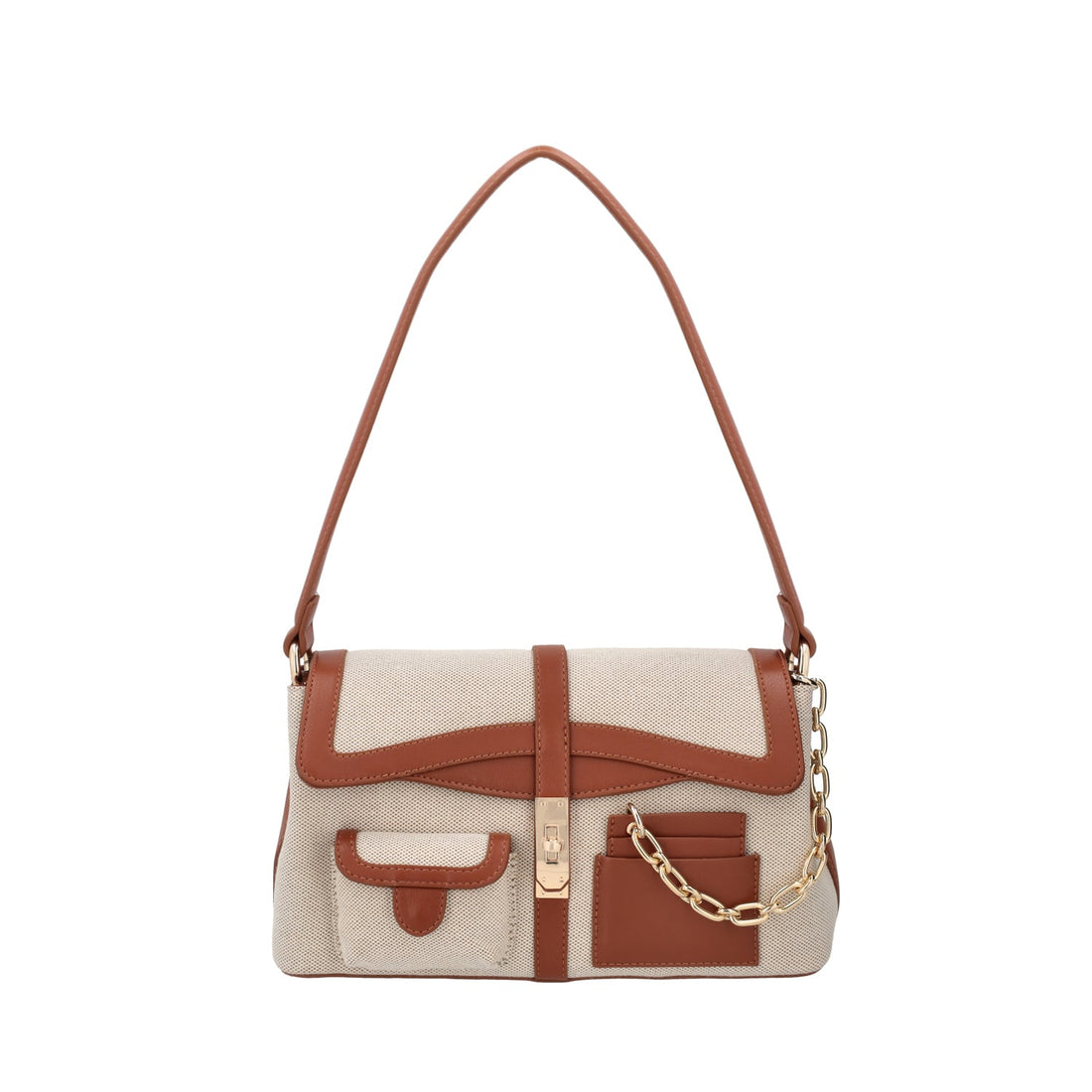 TAN FIORDALISO SHOULDER BAG WITH FLAP