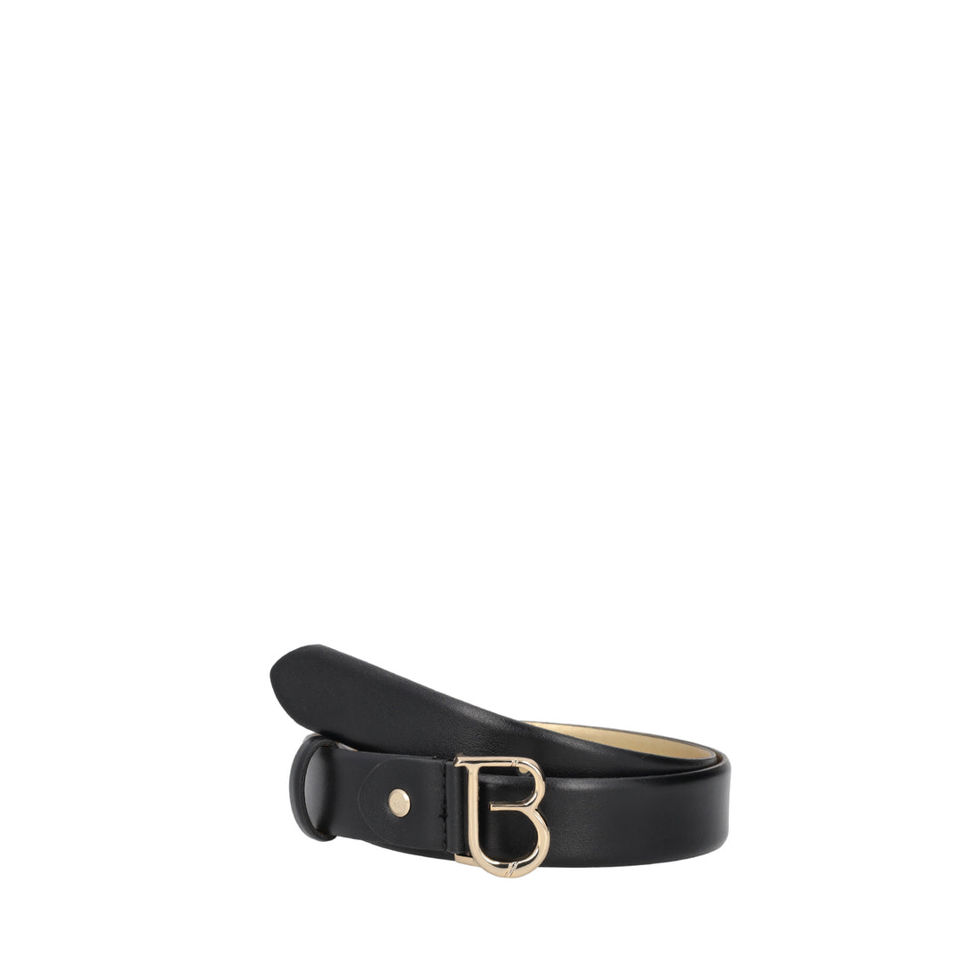 BLACK ITALIAN MADE BELT IN LEATHER WITH GOLD BUCKLE
