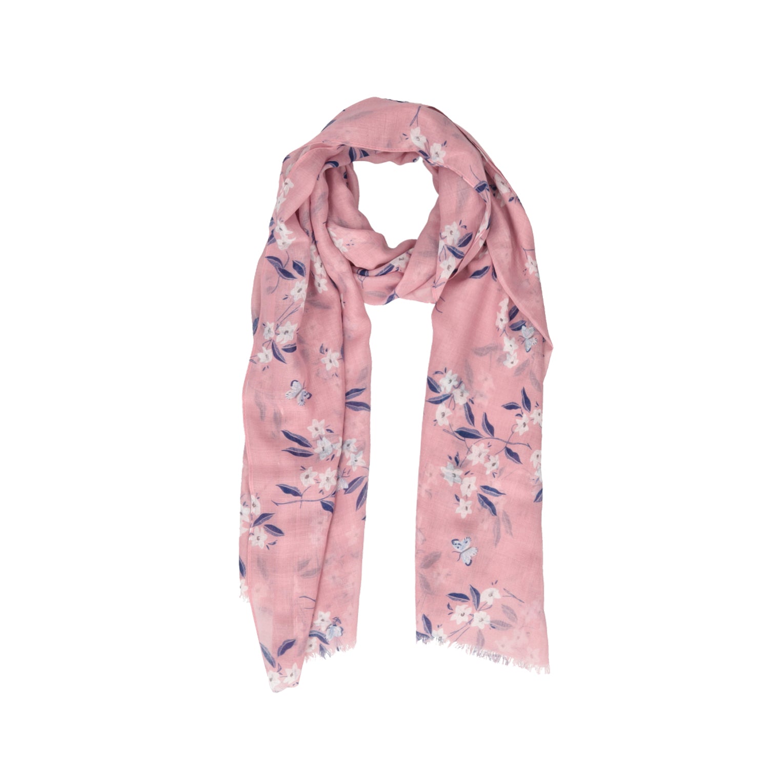 PINK AQUAMARINA SCARF WITH FLORAL PATTERN