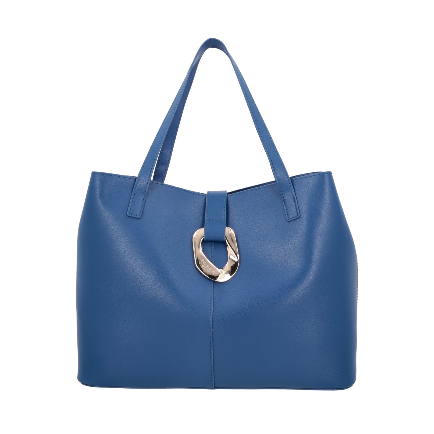 BLUE PRIMULA SHOPPING BAG WITH GOLDEN ACCESSORY