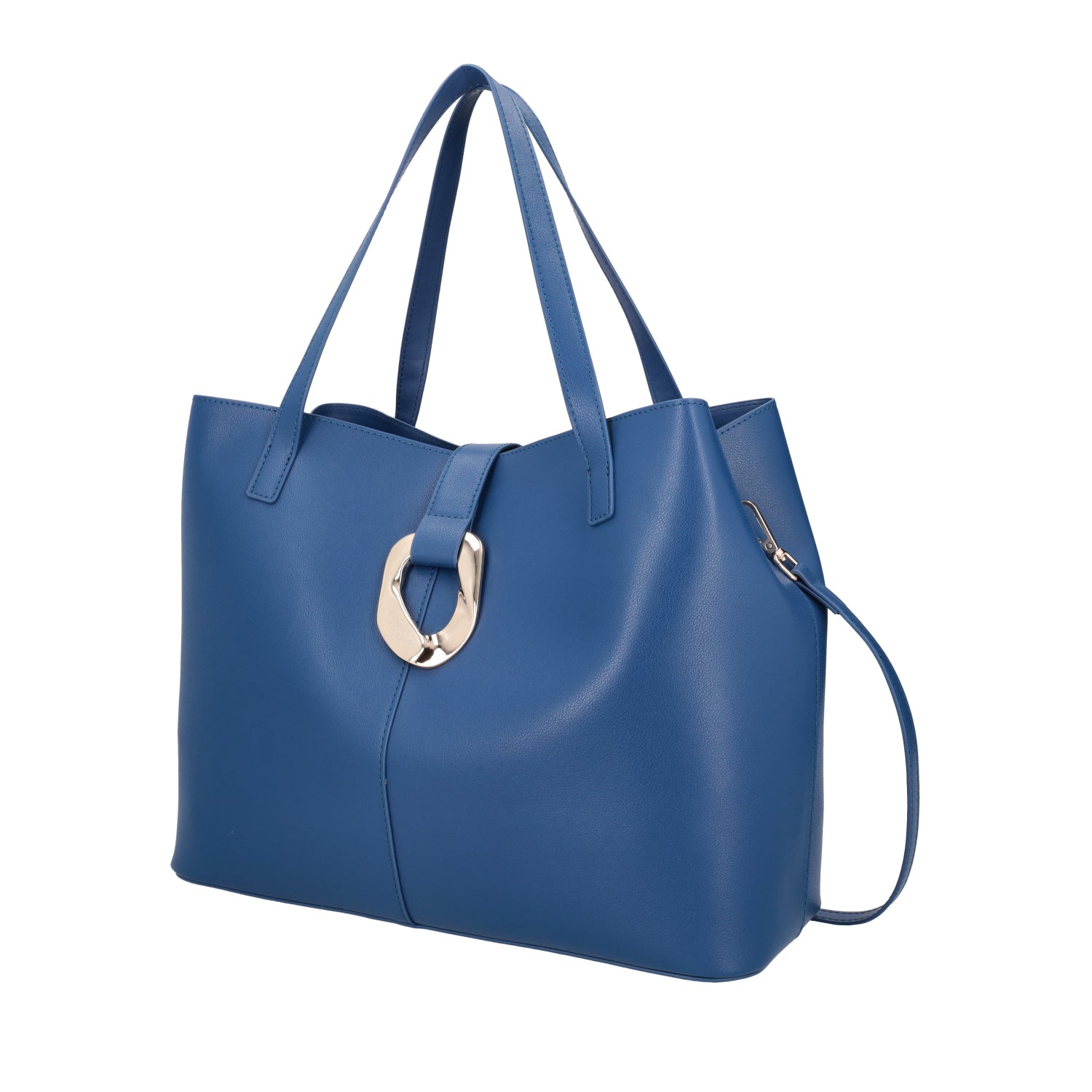 BLUE PRIMULA SHOPPING BAG WITH GOLDEN ACCESSORY