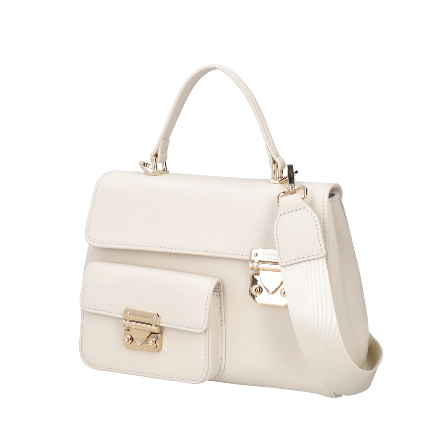 IVORY ANEMONE HAND BAG WITH GOLDEN ACCESSORIES