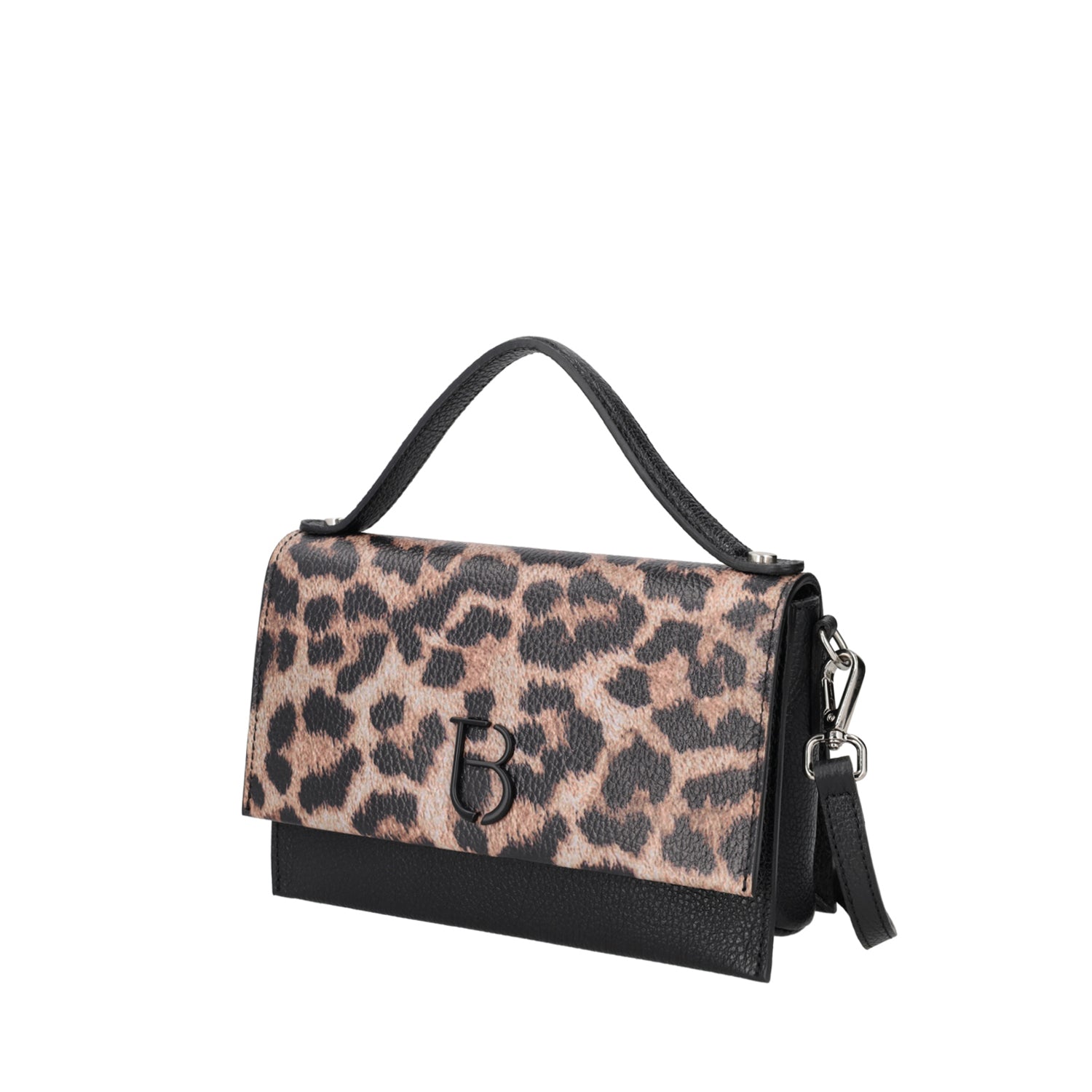 BLACK NARCISO HAND BAG WITH SPOTTED FLAP
